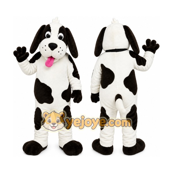White Dog Mascot Costume with Custom Logo