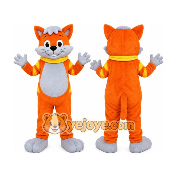 Orange Fox Mascot Costume with Custom Logo
