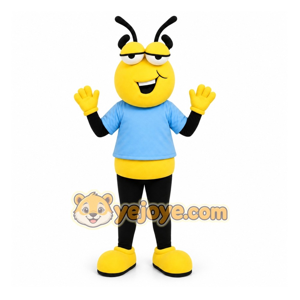 Yellow Insect Mascot Costume with Custom Logo Yellow Insect Mascot Costume with Custom Logo