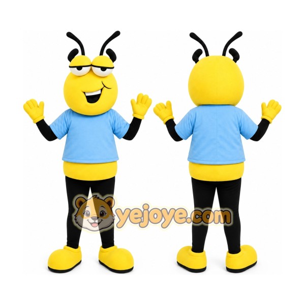 Yellow Insect Mascot Costume with Custom Logo