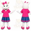 White Cat Mascot Costume with Custom Logo