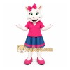 White Cat Mascot Costume with Custom Logo White Cat Mascot Costume with Custom Logo