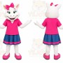 White Cat Mascot Costume with Custom Logo