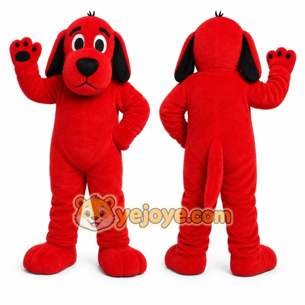 Red Dog Mascot Costume with Custom Logo