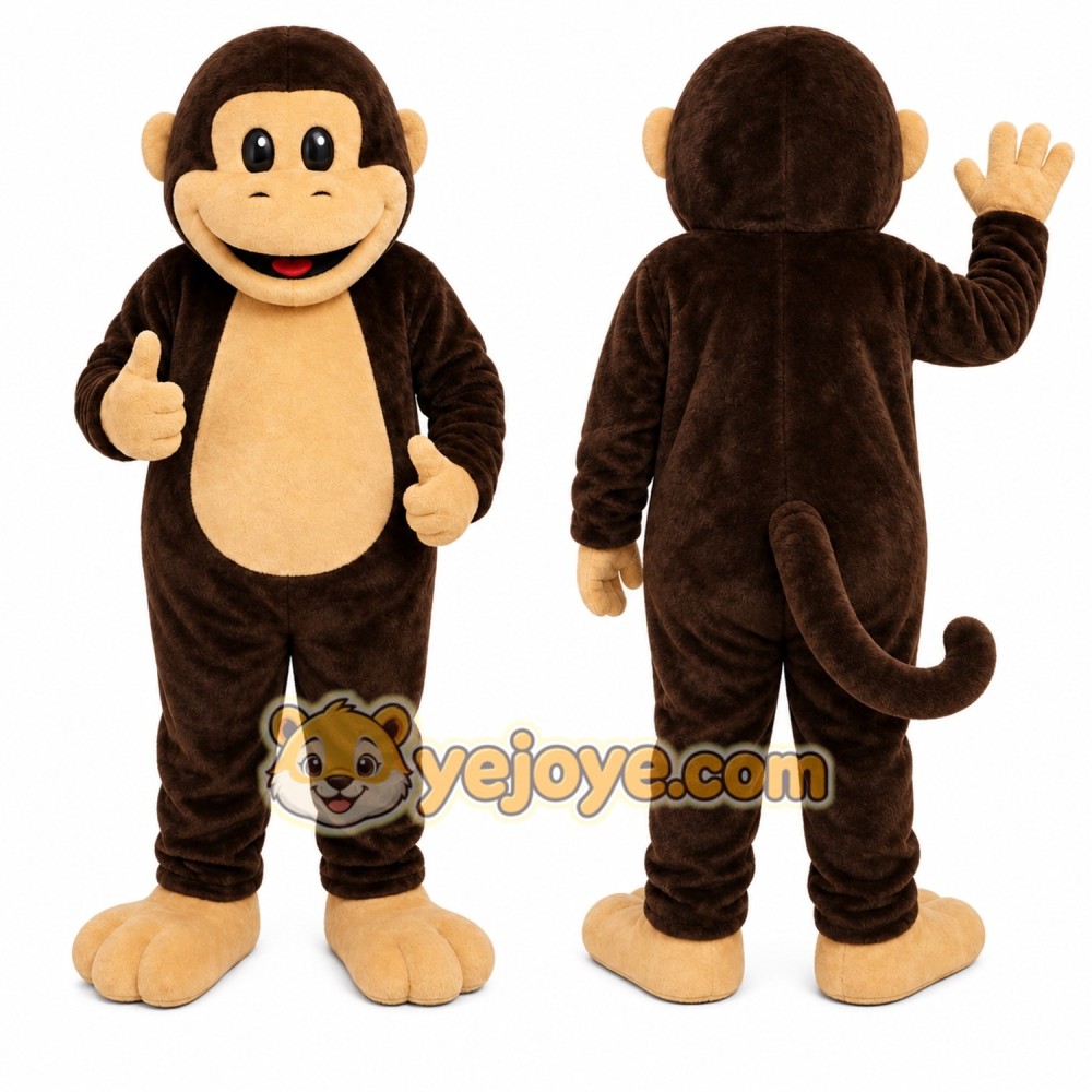 Brown Monkey Mascot Costume with Custom Logo Brown Monkey Mascot Costume with Custom Logo