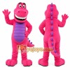 Pink Dinosaur Mascot Costume with Custom Logo