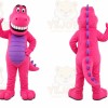 Pink Dinosaur Mascot Costume with Custom Logo