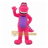 Pink Dinosaur Mascot Costume with Custom Logo