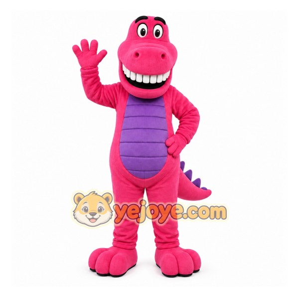 Pink Dinosaur Mascot Costume with Custom Logo Pink Dinosaur Mascot Costume with Custom Logo