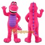Pink Dinosaur Mascot Costume with Custom Logo