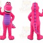 Pink Dinosaur Mascot Costume with Custom Logo