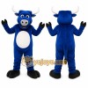 Blue Bull Mascot Costume with Custom Logo