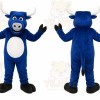 Blue Bull Mascot Costume with Custom Logo