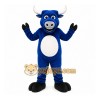Blue Bull Mascot Costume with Custom Logo