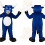 Blue Bull Mascot Costume with Custom Logo