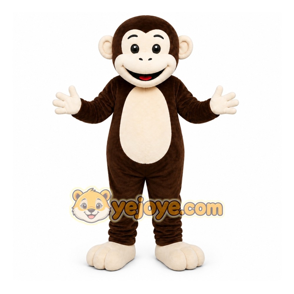 Brown Monkey Mascot Costume with Custom Logo Brown Monkey Mascot Costume with Custom Logo