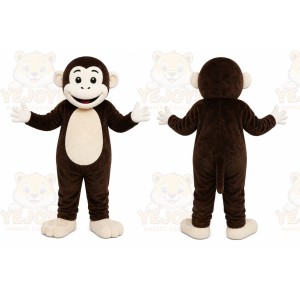 Brown Monkey Mascot Costume with Custom Logo