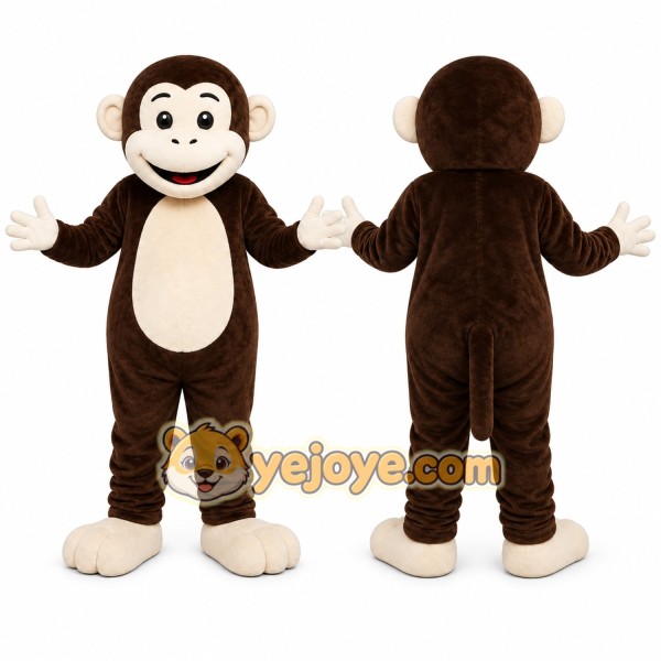 Brown Monkey Mascot Costume with Custom Logo