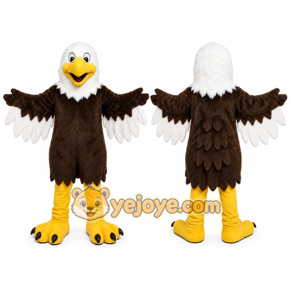Brown Eagle Mascot Costume with Custom Logo