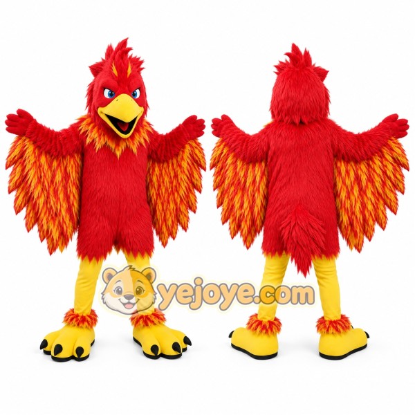 Red Bird Mascot Costume with Custom Logo