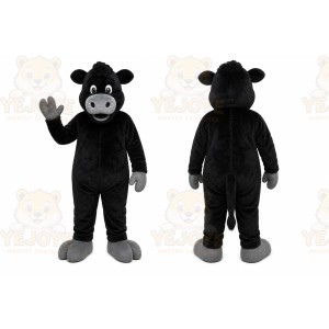 Black Bull Mascot Costume with Custom Logo