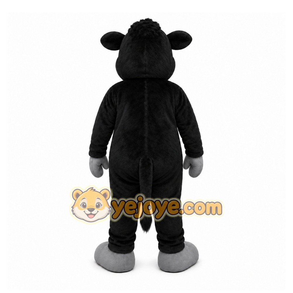 Black Bull Mascot Costume with Custom Logo