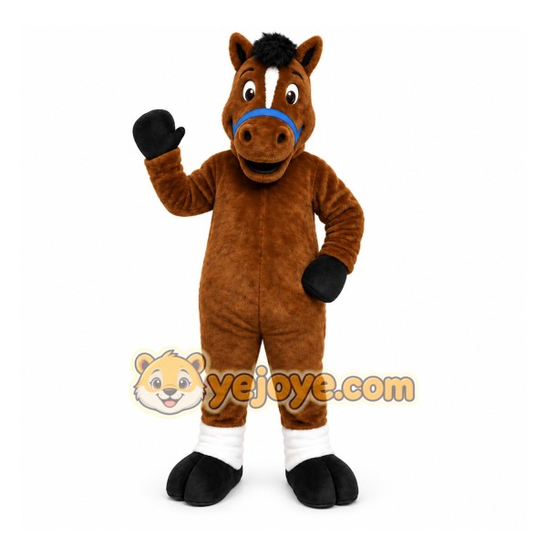 Brown Horse Mascot Costume with Custom Logo