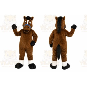 Brown Horse Mascot Costume with Custom Logo