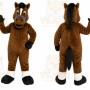 Brown Horse Mascot Costume with Custom Logo