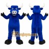 Blue Bull Mascot Costume with Custom Logo