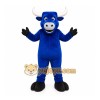 Blue Bull Mascot Costume with Custom Logo