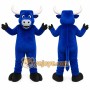 Blue Bull Mascot Costume with Custom Logo