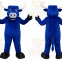 Blue Bull Mascot Costume with Custom Logo
