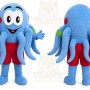 Blue Octopus Mascot Costume with Custom Logo