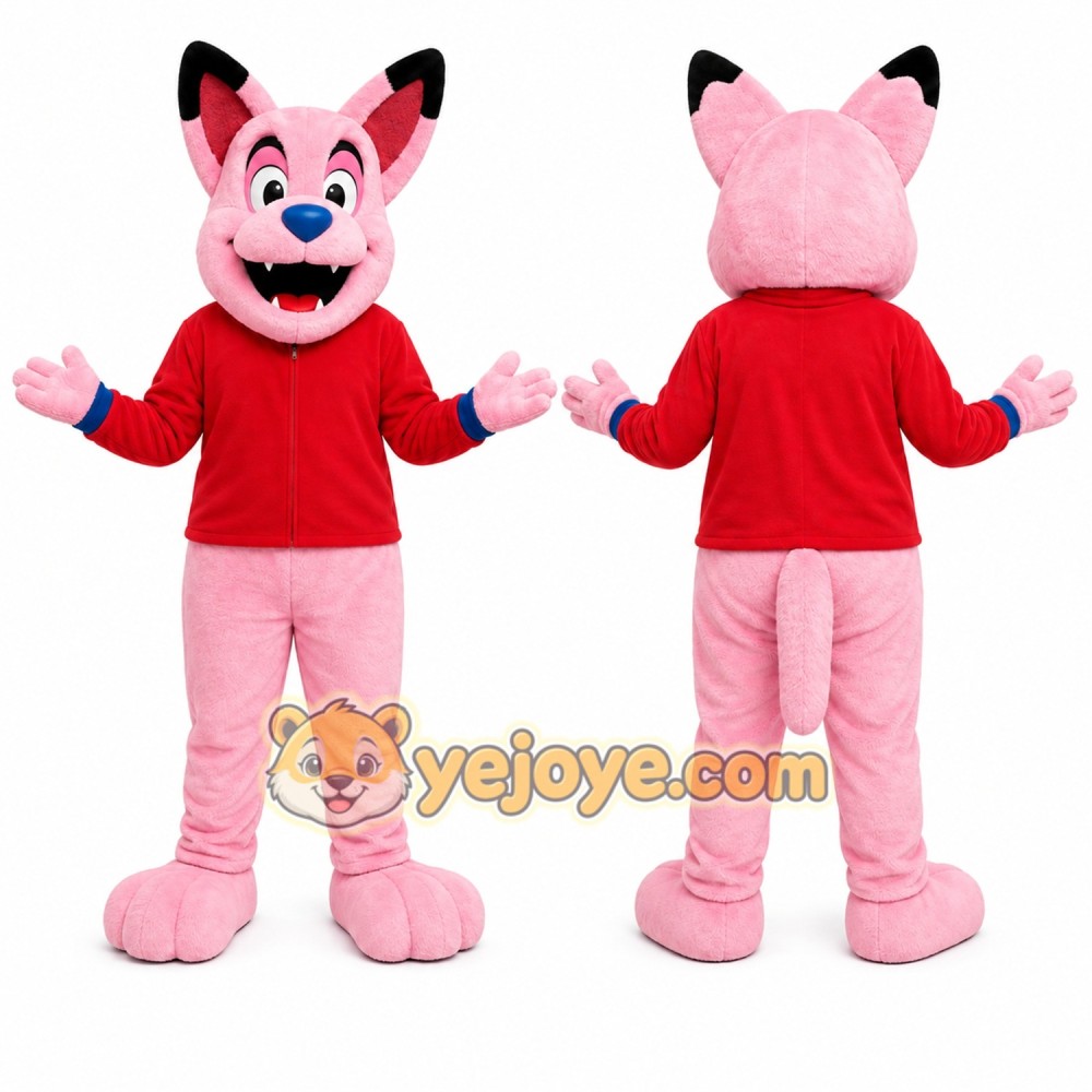 Pink Fox Mascot Costume with Custom Logo Pink Fox Mascot Costume with Custom Logo