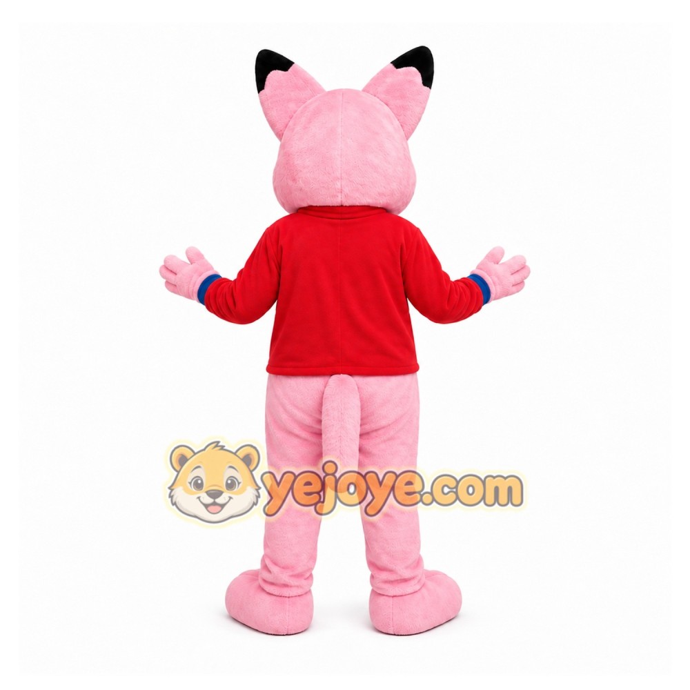 Pink Fox Mascot Costume with Custom Logo Pink Fox Mascot Costume with Custom Logo