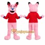 Pink Fox Mascot Costume with Custom Logo