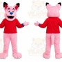 Pink Fox Mascot Costume with Custom Logo