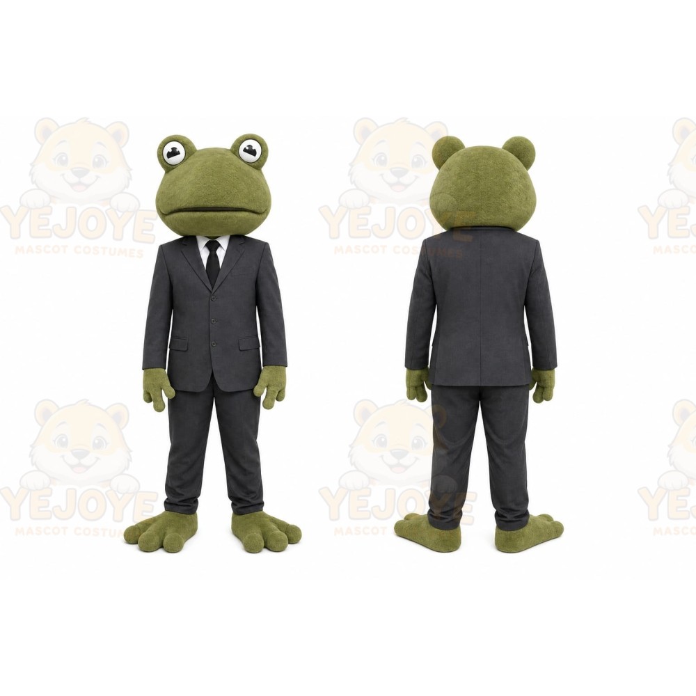 Green Frog Mascot Costume with Custom Logo