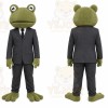 Green Frog Mascot Costume with Custom Logo