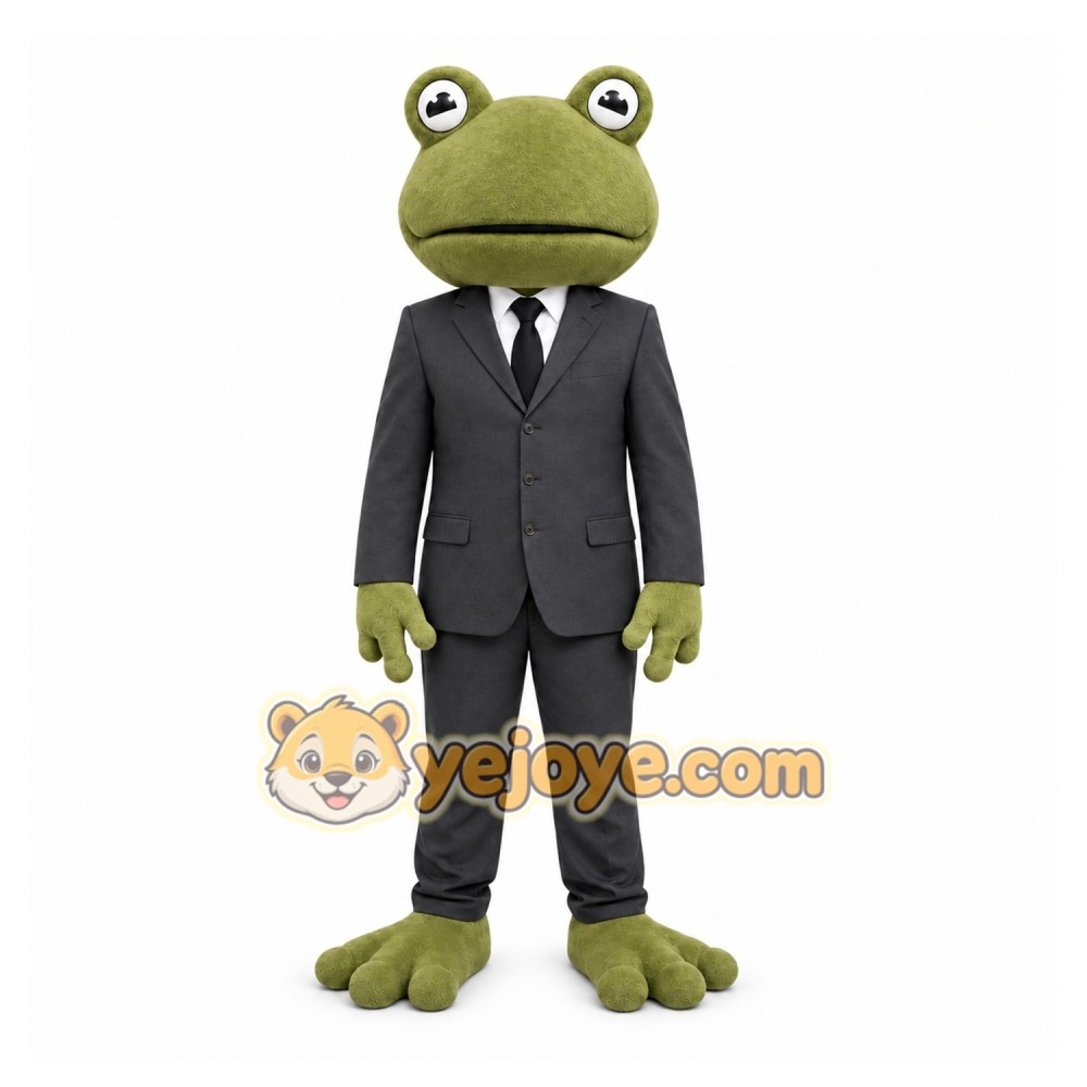 Green Frog Mascot Costume with Custom Logo Green Frog Mascot Costume with Custom Logo