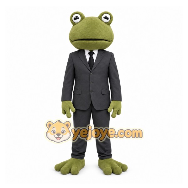 Green Frog Mascot Costume with Custom Logo Green Frog Mascot Costume with Custom Logo