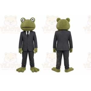 Green Frog Mascot Costume with Custom Logo