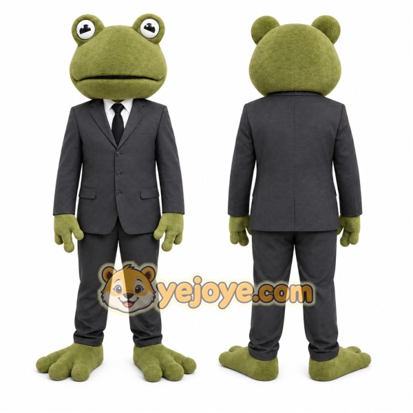 Green Frog Mascot Costume with Custom Logo