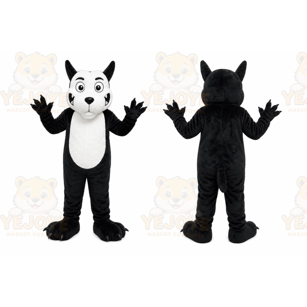 Black Dog Mascot Costume with Custom Logo