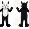 Black Dog Mascot Costume with Custom Logo