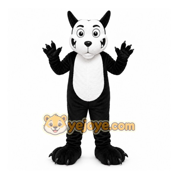 Black Dog Mascot Costume with Custom Logo