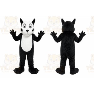 Black Dog Mascot Costume with Custom Logo