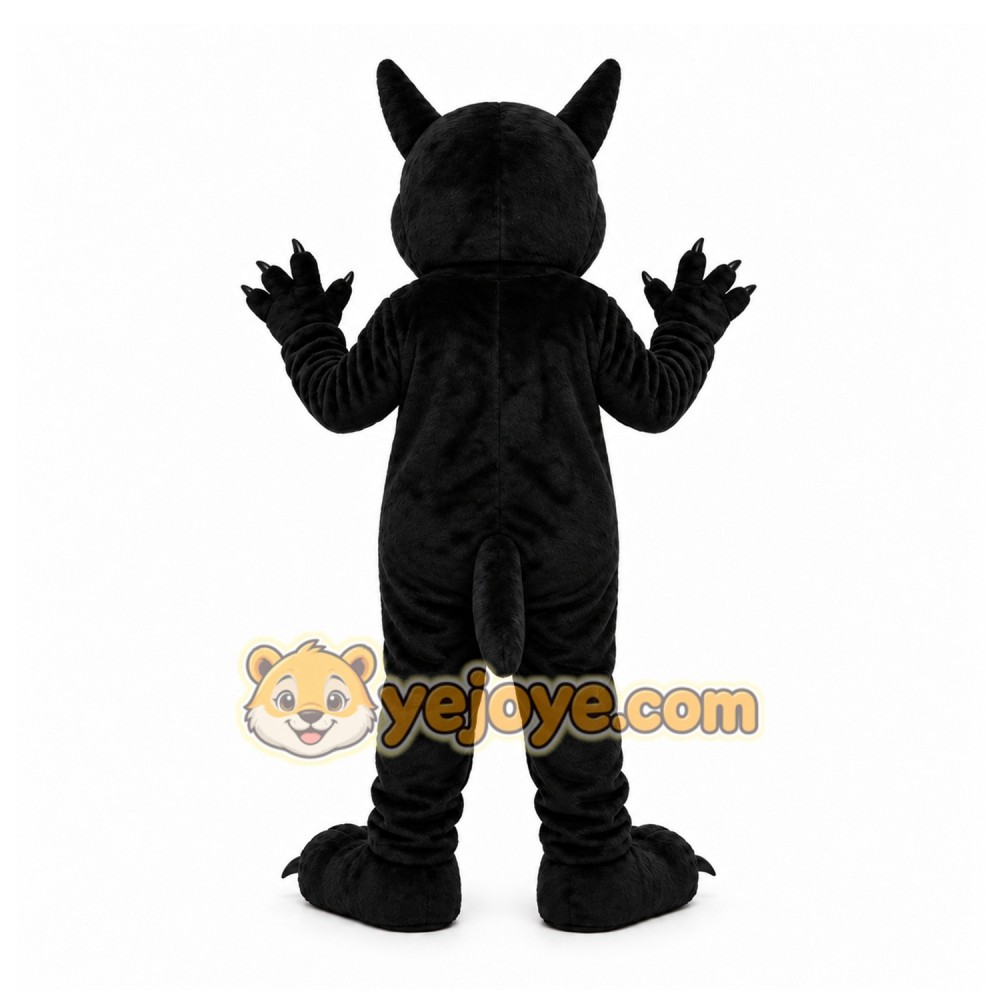 Black Dog Mascot Costume with Custom Logo