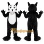 Black Dog Mascot Costume with Custom Logo